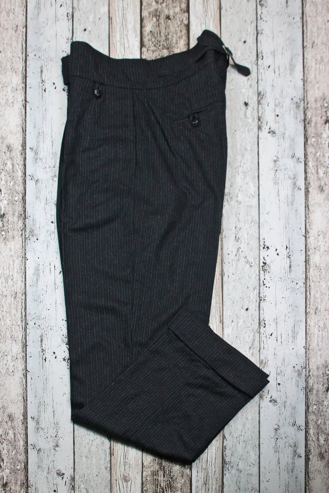 1930s high rise trousers, vintage style black striped pants, wool striped  trousers, morning trousers, 1930s mens clothing