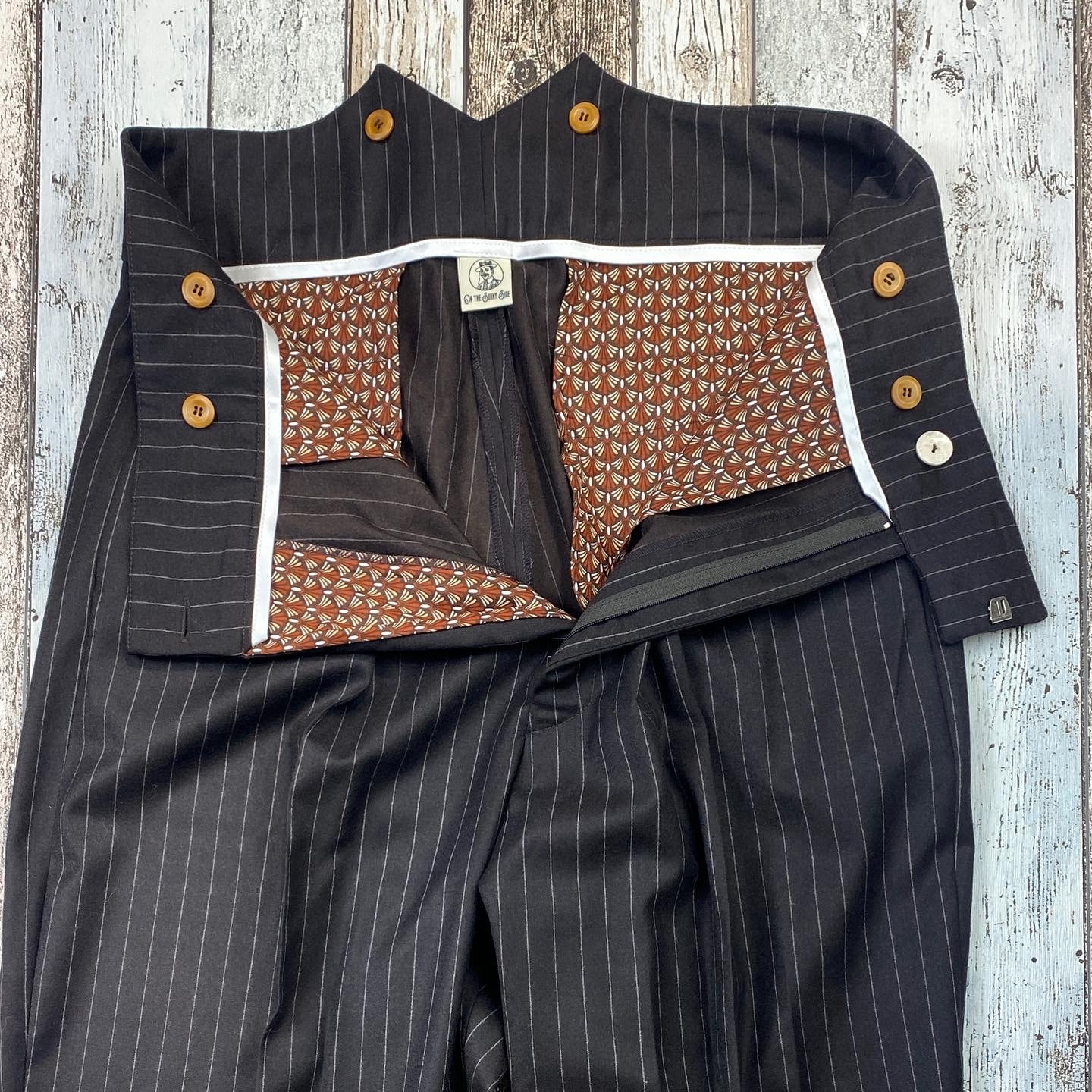 vintage mens trousers, high waist trousers, 1940s trousers, brown