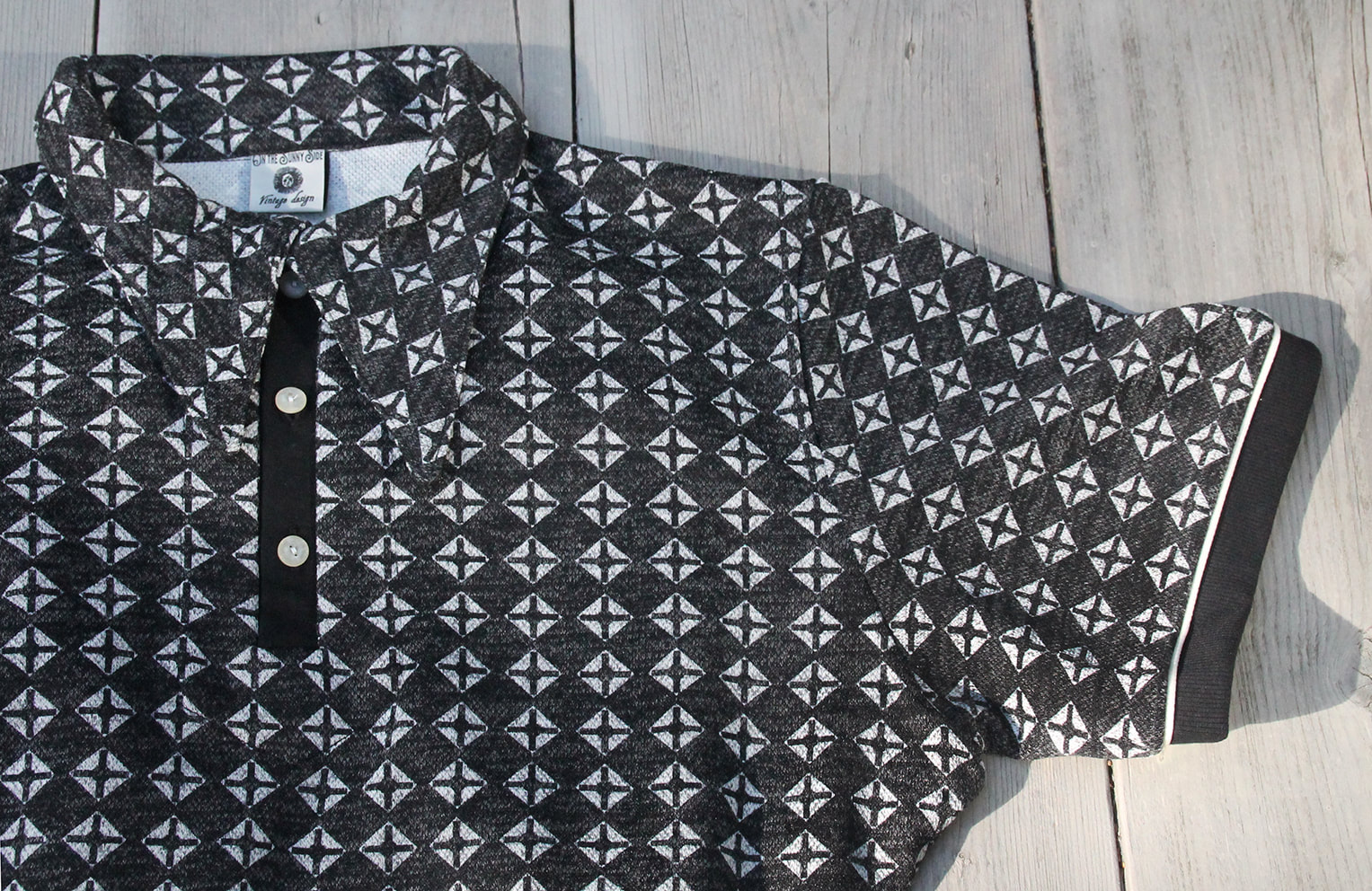1930s style polo shirt melange star black